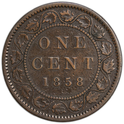 Canada 1858 Large Cent Coin First Year of Issue! - Fine +