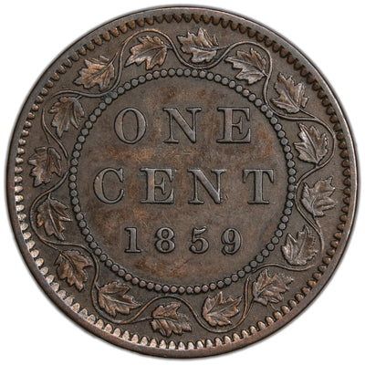 Canada 1859 Narrow 9 DP #2 Large Cent Coin - EF