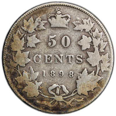 SOLD Canada 1898 50 Cents Half Dollar Silver Coin - Good