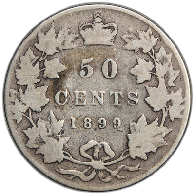 SOLD Canada 1899 Small 9's 50 Cents Half Dollar Silver Coin - Good