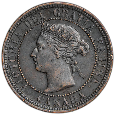 Canada 1891 Obverse #2 SDLL 1 Large Cent Coin - EF (corrosion)
