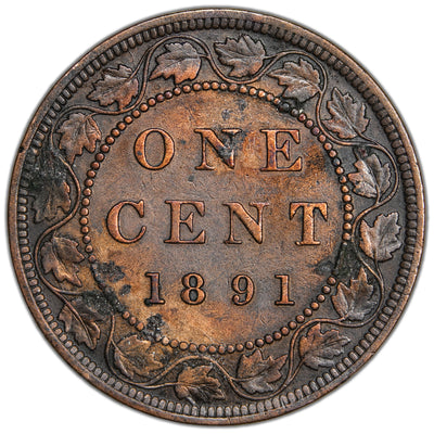 Canada 1891 Obverse #2 SDLL 1 Large Cent Coin - EF (corrosion)