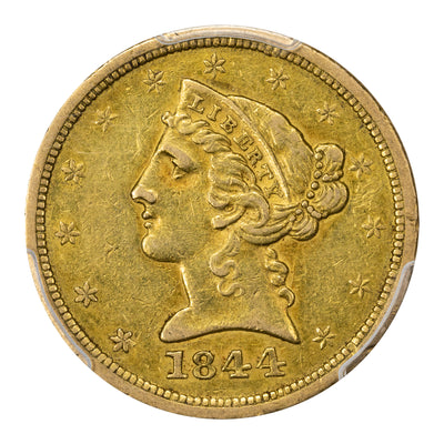 SOLD United States 1844-O $5 Liberty Half Eagle Gold Coin - PCGS XF-45