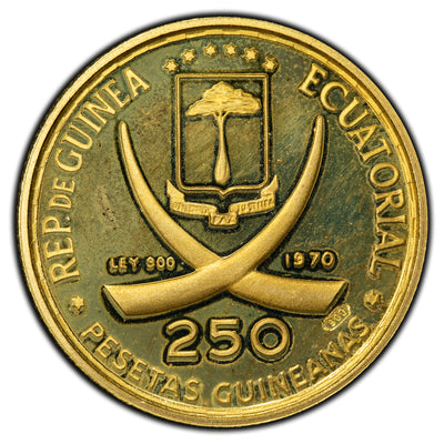 SOLD Equatorial Guinea 1970 250 Pesetas Gold Coin - Proof