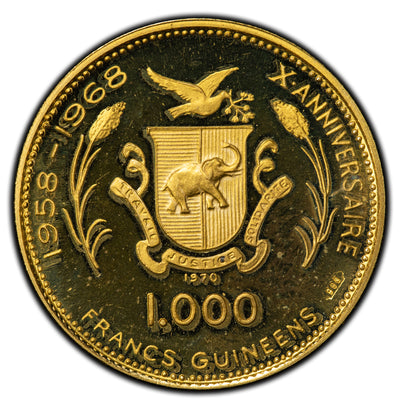 SOLD Guinea 1970 1000 Francs Gold Coin - Proof