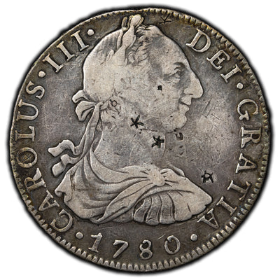 SOLD Mexico 1780 Mo-FF 8 Reales Silver Coin - Chopmarks