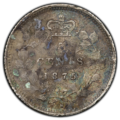 Canada 1875-H 5 Cents Silver Coin - Bent/Damaged