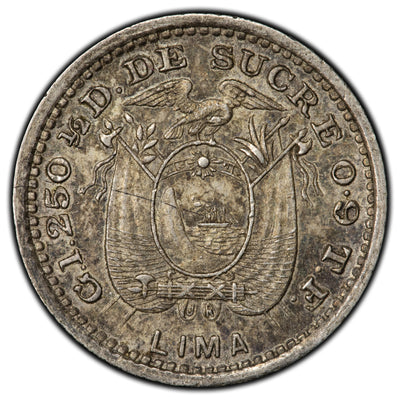 SOLD Ecuador 1894 4/3 1/2 Decimo Silver Coin