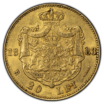 SOLD Romania 1883-B 20 Lei Gold Coin