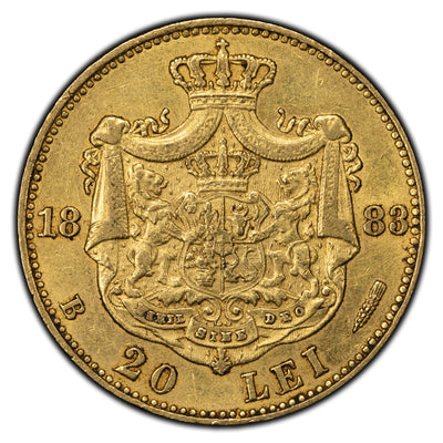 SOLD Romania 1883-B 20 Lei Gold Coin