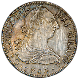 Mexico 1780 Mo FF 8 Reales Silver Coin - Obverse Lt. Scratches