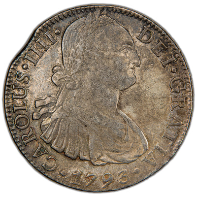 Mexico 1793 Mo FM 8 Reales Silver Coin - Clipped Planchet