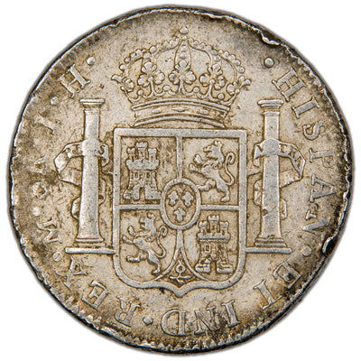Mexico 1807 Mo TH 8 Reales Silver Coin - Obverse Scrape