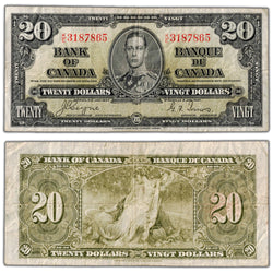 $20 1937 Bank of Canada Note Coyne-Towers K/E Prefix BC-26c - Fine
