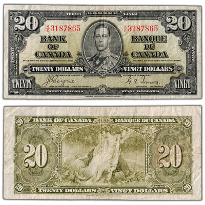 $20 1937 Bank of Canada Note Coyne-Towers K/E Prefix BC-26c - Fine