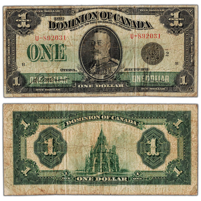 $1 1923 Dominion of Canada Note Black Seal Series U DC-25f - VG