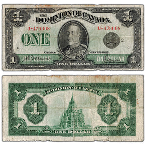 $1 1923 Dominion of Canada Note Black Seal Series U DC-25f - VG