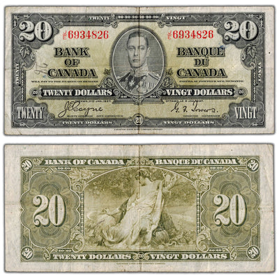 $20 1937 Bank of Canada Note Coyne-Towers J/E Prefix BC-26c - Pencil