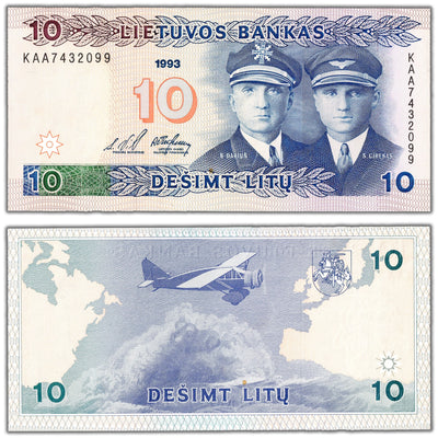 Lithuania 1993 10 Ten Litu Note P #56a - Choice Uncirculated