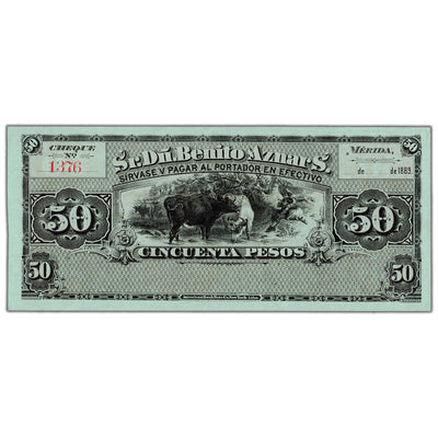 Mexico Sr Dn Benito Aznar S 1889 50 Pesos Remainder Note P #M782r - AU-58