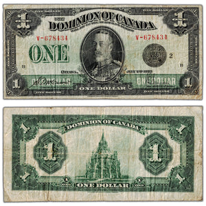 $1 1923 Dominion of Canada Note Black Seal Series V DC-25f - Fine