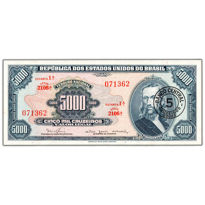 Brazil 1967 5000 Cruzeiros Note P #188b - AU