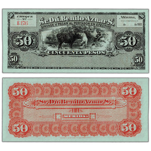 Mexico Sr Dn Benito Aznar S 1889 50 Pesos Remainder Note P #M782r - AU-58