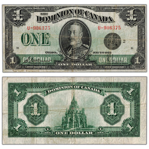 $1 1923 Dominion of Canada Note Black Seal Series U DC-25f - F/VF