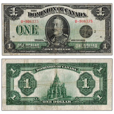 $1 1923 Dominion of Canada Note Black Seal Series U DC-25f - F/VF