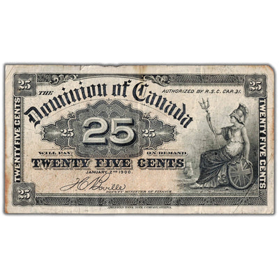 25 Cents 1900 Dominion of Canada Shinplaster Note DC-15b - VF (issues)