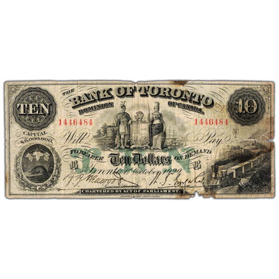 $10 1929 Bank of Toronto Chartered Note #715-22-44 - Damaged