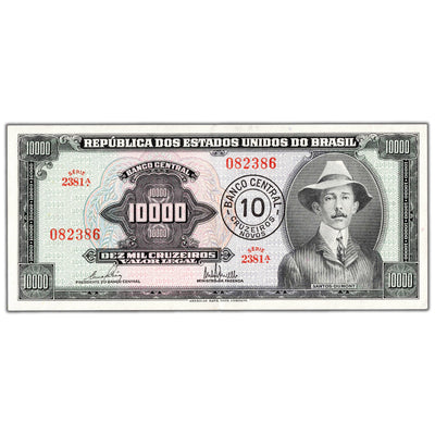Brazil 1967 10,000 Cruzeiros Note P #189c - AU