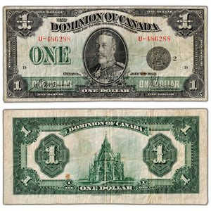 $1 1923 Dominion of Canada Note Black Seal Series U DC-25f - F/VF (spot)