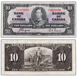 SOLD $10 1937 Bank of Canada Note Coyne-Towers C/T Prefix BC-24c - VF