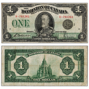 $1 1923 Dominion of Canada Note Black Seal Series V DC-25f - Fine