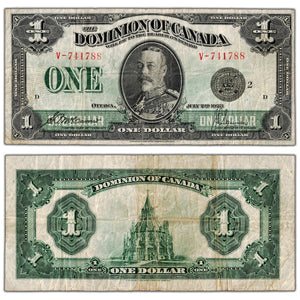 $1 1923 Dominion of Canada Note Black Seal Series V DC-25f - F/VF