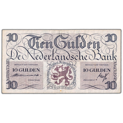 Netherlands 1945 10 Ten Gulden Note P #74 - VF