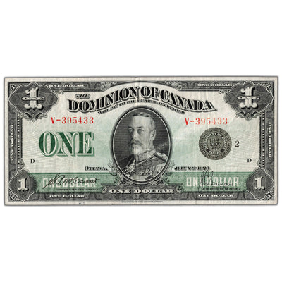 $1 1923 Dominion of Canada Note Black Seal Series V DC-25f - VF
