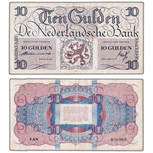 Netherlands 1945 10 Ten Gulden Note P #74 - VF