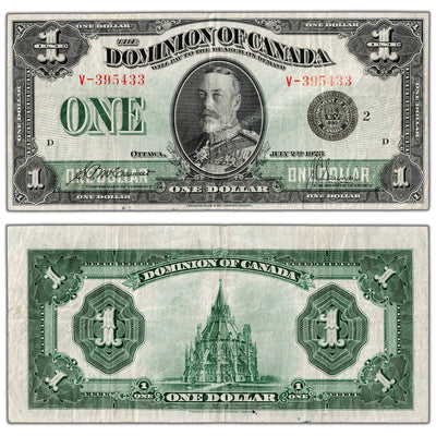 $1 1923 Dominion of Canada Note Black Seal Series V DC-25f - VF