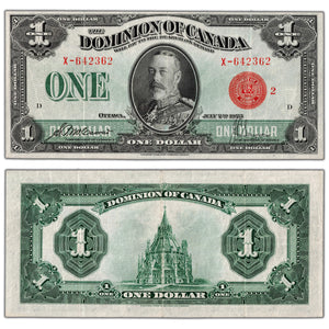 $1 1923 Dominion of Canada Note Red Seal Series X DC-25g - VF/EF