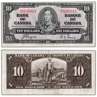 SOLD $10 1937 Bank of Canada Note Coyne-Towers H/T Prefix BC-24c - VF