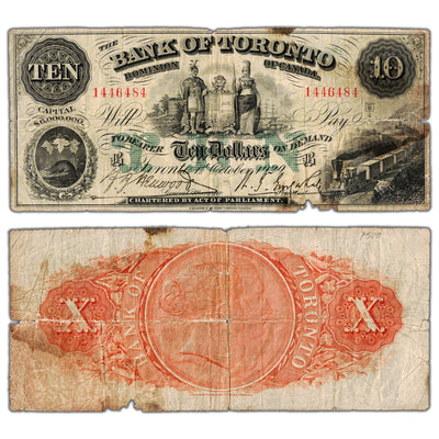 $10 1929 Bank of Toronto Chartered Note #715-22-44 - Damaged