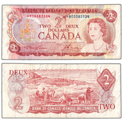 SOLD $2 1974 Bank of Canada Note *BC Replacement Below 0.5M BC-47aA - Fine