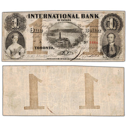 $1 1858 International Bank of Canada Note #380-10-08-04 - Mounted on Back