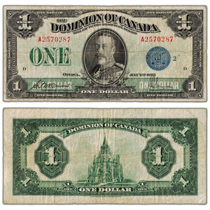 $1 1923 Dominion of Canada Note Blue Seal Series A DC-25h - Fine