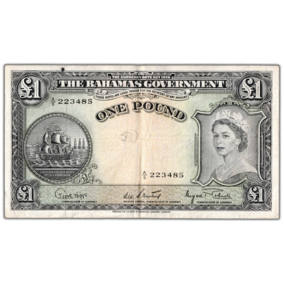 SOLD Bahamas ND (1953) 1 One Pound Note P #15d - VF (minor pencil)