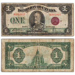$1 1923 Dominion of Canada Note Bronze Seal Series B DC-25i - Circulated