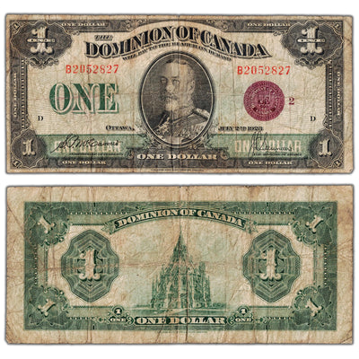 $1 1923 Dominion of Canada Note Bronze Seal Series B DC-25i - Circulated