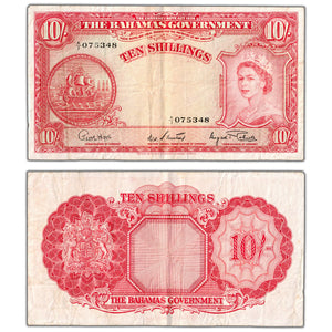 Bahamas ND (1953) 10 Ten Shillings Note P #14d - F/VF